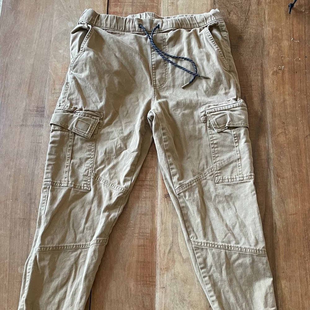 Urban Pipeline Pants Tan Drawstring Cotton Cargo Small